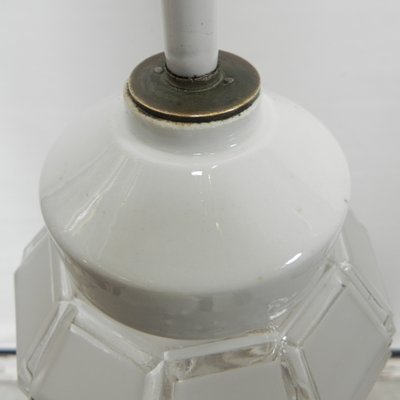 Art Deco Hanging Lamp with Octagonal Frosted Glass Shade, 1930s-TL-1447207