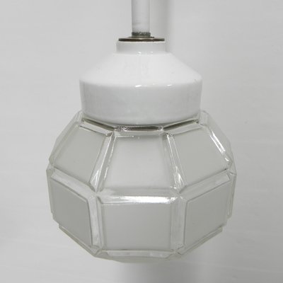 Art Deco Hanging Lamp with Octagonal Frosted Glass Shade, 1930s-TL-1447207