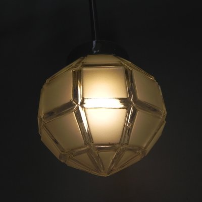 Art Deco Hanging Lamp with Octagonal Frosted Glass Shade, 1930s-TL-1447207