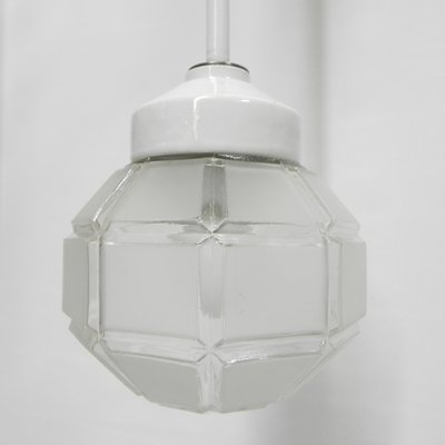 Art Deco Hanging Lamp with Octagonal Frosted Glass Shade, 1930s-TL-1447207