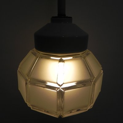 Art Deco Hanging Lamp with Octagonal Frosted Glass Shade, 1930s-TL-1447207