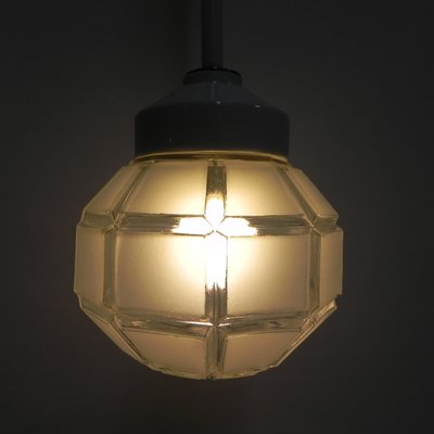 Art Deco Hanging Lamp with Octagonal Frosted Glass Shade, 1930s-TL-1447207