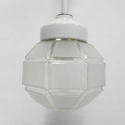 Art Deco Hanging Lamp with Octagonal Frosted Glass Shade, 1930s-TL-1447207