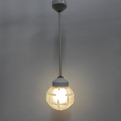 Art Deco Hanging Lamp with Octagonal Frosted Glass Shade, 1930s-TL-1447207