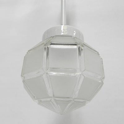 Art Deco Hanging Lamp with Octagonal Frosted Glass Shade, 1930s-TL-1447207