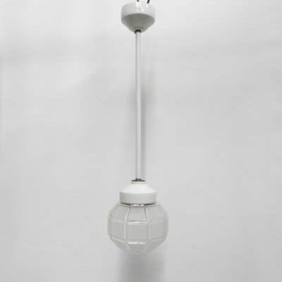 Art Deco Hanging Lamp with Octagonal Frosted Glass Shade, 1930s-TL-1447207