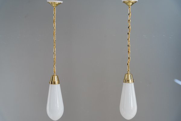 Art Deco Hanging Lamps with Original Glass Shades, Germany, 1920s, Set of 2-SPD-1731897