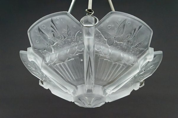 Art Deco Hanging Light with Butterflies from Muller Frères, 1920-XNH-1804500