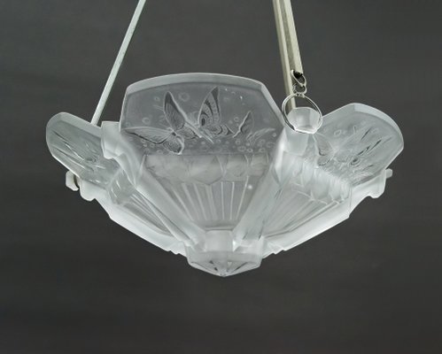 Art Deco Hanging Light with Butterflies from Muller Frères, 1920-XNH-1804500