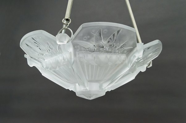 Art Deco Hanging Light with Butterflies from Muller Frères, 1920-XNH-1804500