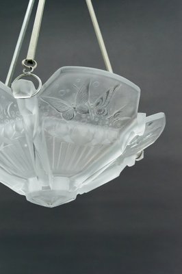 Art Deco Hanging Light with Butterflies from Muller Frères, 1920-XNH-1804500