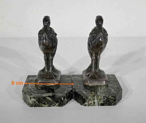 Art Deco Heron Bookends by Maurice Frécourt, 1920s, Set of 2-RVK-1354256