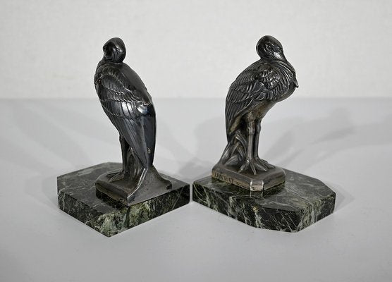 Art Deco Heron Bookends by Maurice Frécourt, 1920s, Set of 2-RVK-1354256