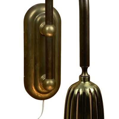 Art Deco Holophane Cut Glass and Brass Wall Lamps, 1970s, Set of 2-BHG-1430645