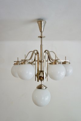 Art Deco Hungarian Chrome Glass Ceiling Lamp, 1930s-HYJ-660273