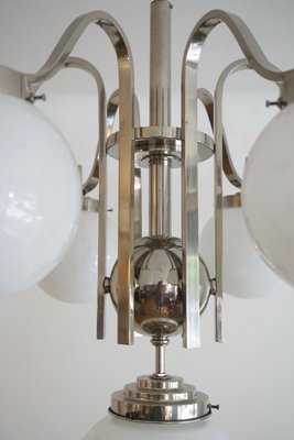 Art Deco Hungarian Chrome Glass Ceiling Lamp, 1930s-HYJ-660273