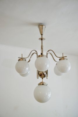 Art Deco Hungarian Chrome Glass Ceiling Lamp, 1930s-HYJ-660273