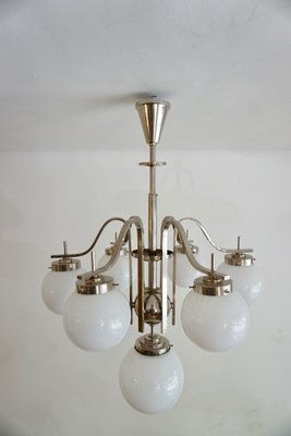 Art Deco Hungarian Chrome Glass Ceiling Lamp, 1930s-HYJ-660273