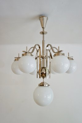 Art Deco Hungarian Chrome Glass Ceiling Lamp, 1930s-HYJ-660273