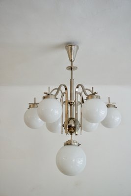 Art Deco Hungarian Chrome Glass Ceiling Lamp, 1930s-HYJ-660273