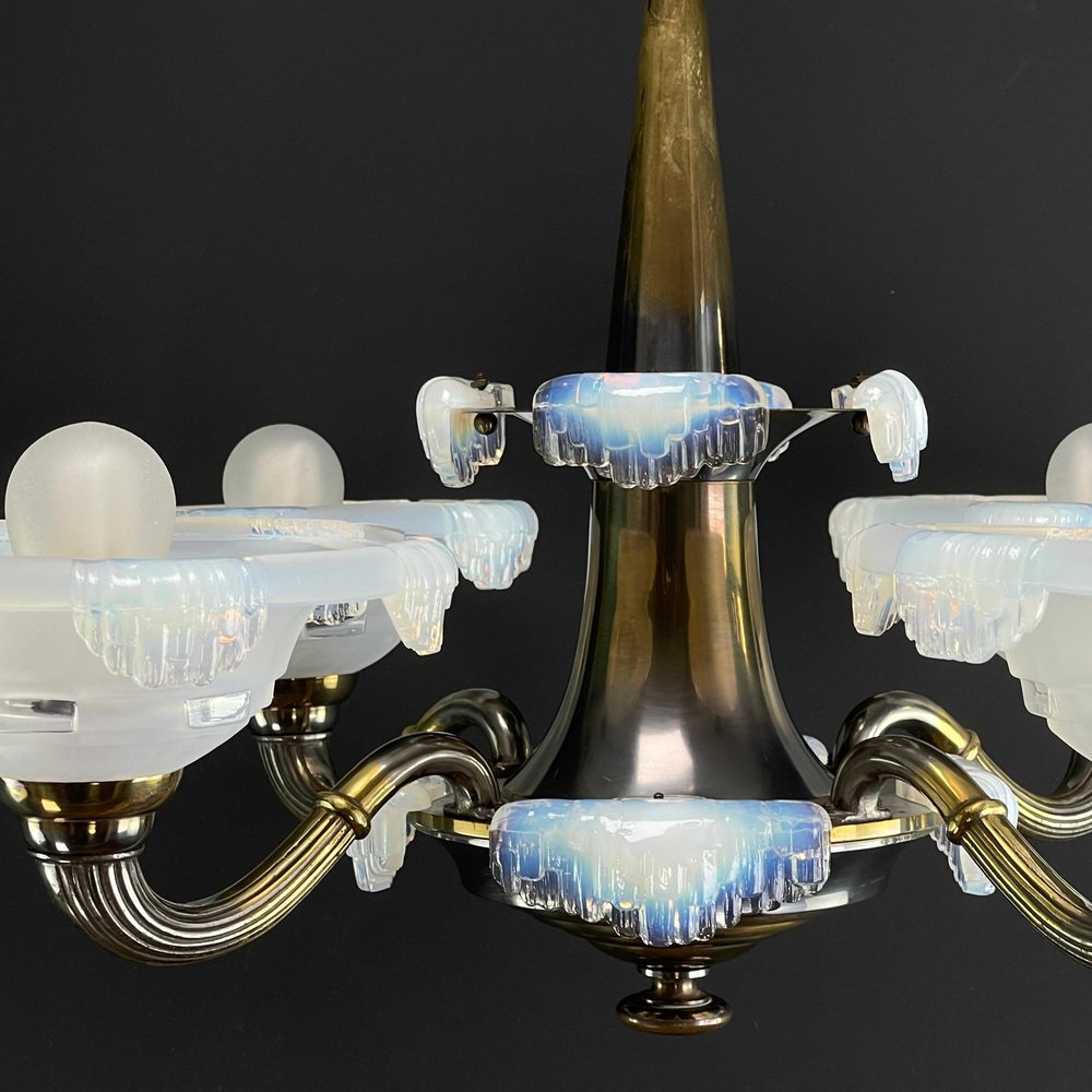 Art Deco Ice Glass Lamp from Ezan, 1930s