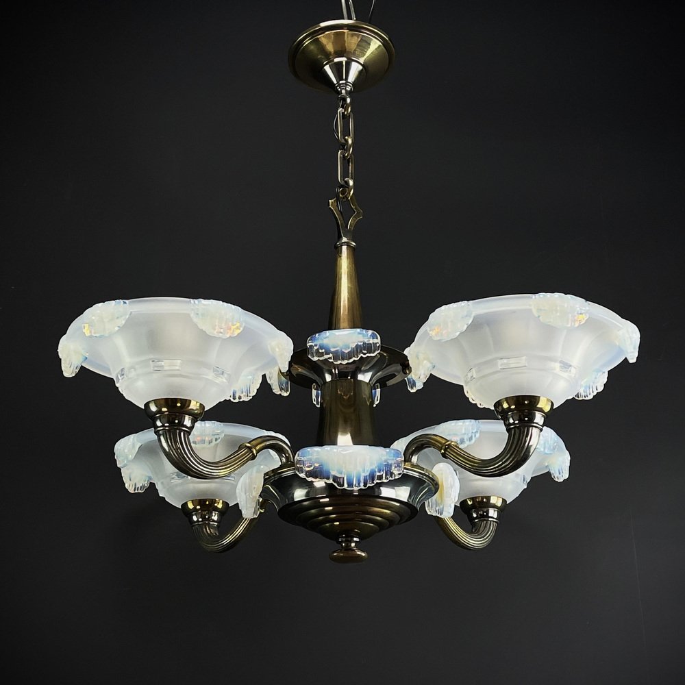 Art Deco Ice Glass Lamp from Ezan, 1930s