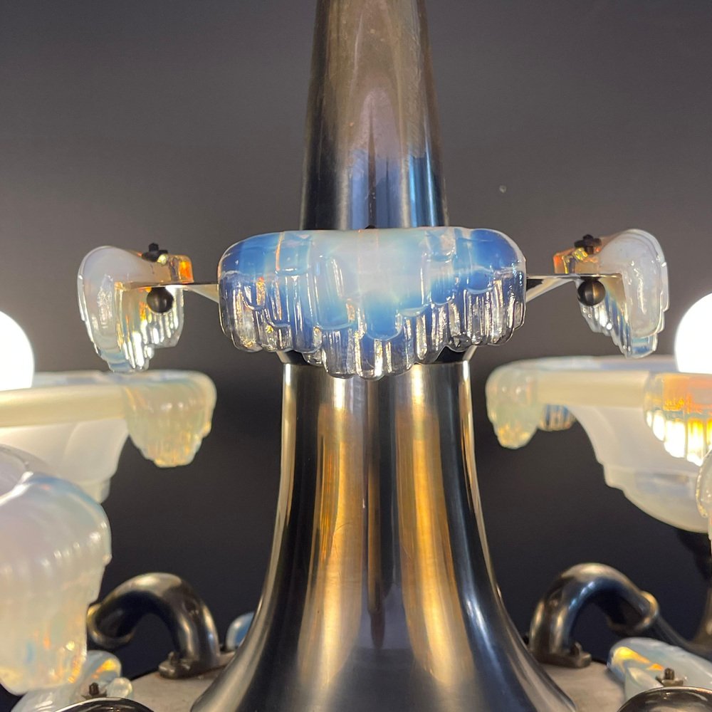 Art Deco Ice Glass Lamp from Ezan, 1930s