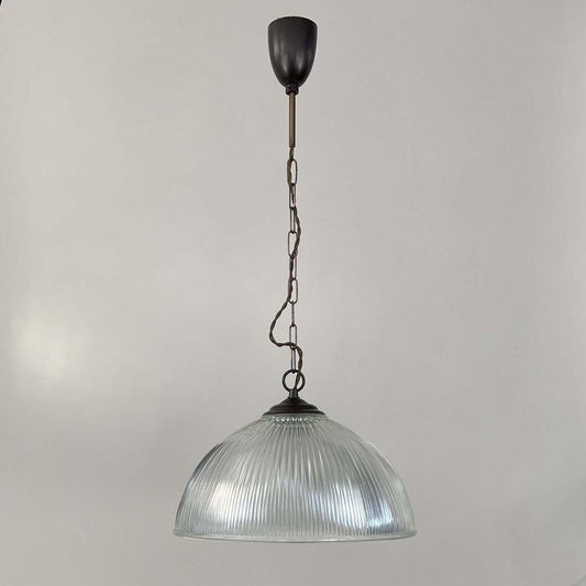 Art Deco Industrial Glass Pendant Lamp from Holophane, France, 1930s