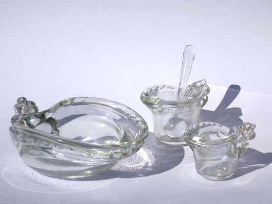 Art Deco Iridescent Glass Ashtray Smoke Set by Ercole Barovier, 1930s, Set of 4-KGD-2020719