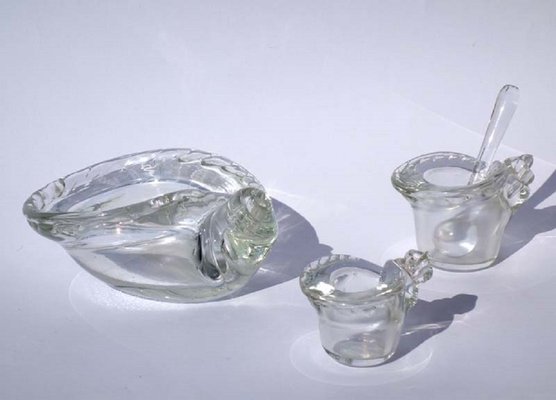 Art Deco Iridescent Glass Ashtray Smoke Set by Ercole Barovier, 1930s, Set of 4-KGD-2020719