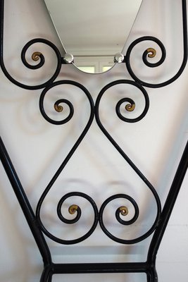 Art Deco Iron Coat Holder with Mirror, 1930s-XTZ-1426228