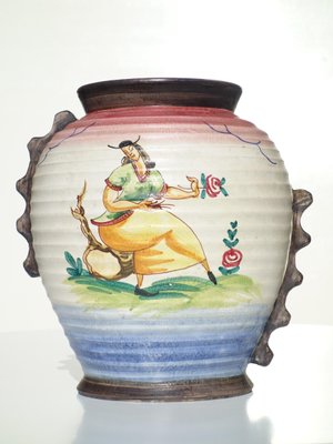 Art Deco Italian Albisola Ceramic Vase, 1930s-KGD-2032487