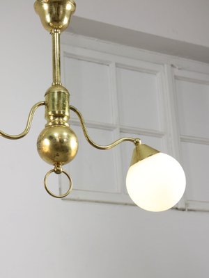 Art Deco Italian Brass and Opaline Chandelier-HGJ-1723174