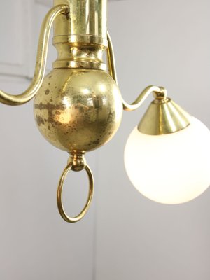 Art Deco Italian Brass and Opaline Chandelier-HGJ-1723174