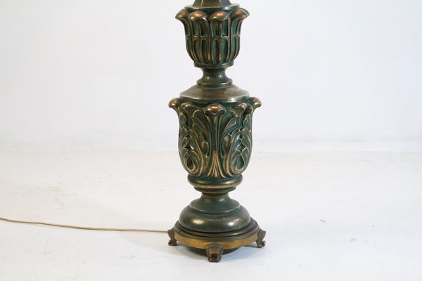 Art Deco Italian Bronze and Ceramic Floor Lamp, 1930s-FO-1369666