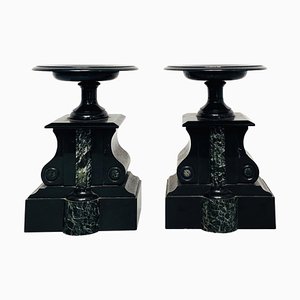 Art Deco Italian Centerpieces in Black Onyx, 1940s, Set of 2-GDD-1251068