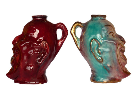 Art Deco Italian Ceramic Anthropomorphic Vases, 1940, Set of 2