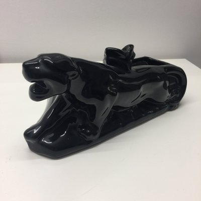 Art Deco Italian Ceramic Black Panther Table Lamp, 1920s-OT-676511