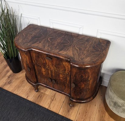 Art Deco Italian Chippendale Walnut Burl and Mirror Mosaic Dry Bar Cabinet, 1940s-EUP-2023171