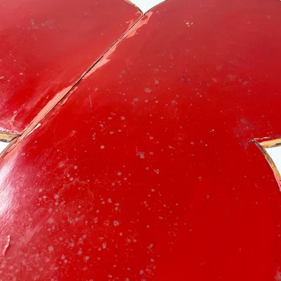 Art Deco Italian Coffee Table with Red Wood Clover Top and Bamboo, 1950s-GDD-1812244