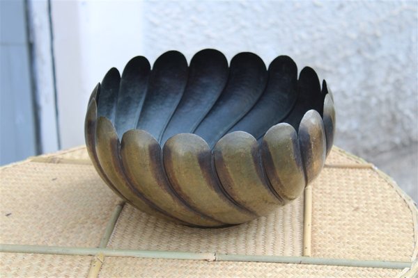 Art Deco Italian Embossed Brass Bowl by Egidio Casagrande, 1930s-EH-1251766