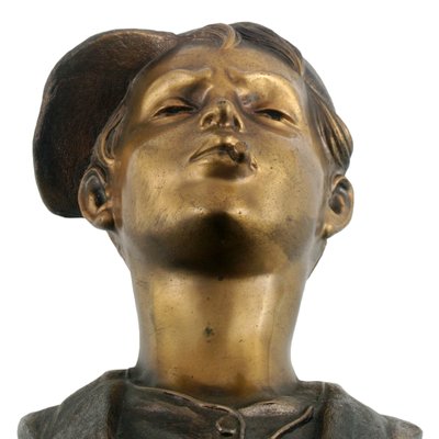 Art Deco Italian Gilt and Burnished Bronze Scugnizzo Bust by Giovanni De Martino, 1920s-NJV-676626