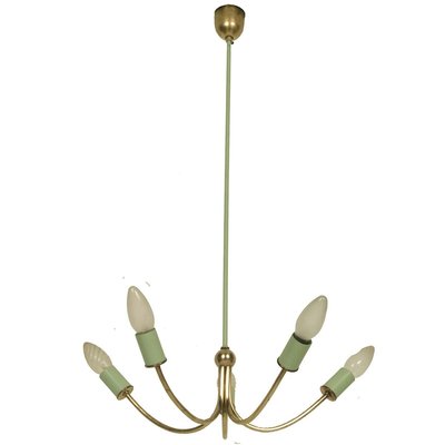 Art Deco Italian Gilt Brass and Painted Brass 5-Light Ceiling Lamp, 1920s-NJV-715427