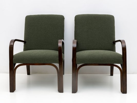 Art Deco Italian Green Boucle Armchairs and Small Sofa, 1930s, Set of 3-FER-1719526