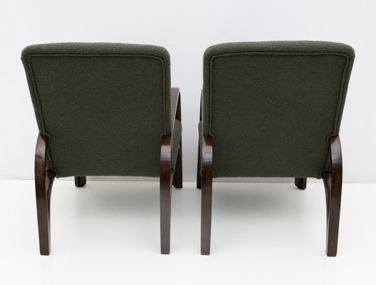 Art Deco Italian Green Boucle Armchairs and Small Sofa, 1930s, Set of 3-FER-1719526