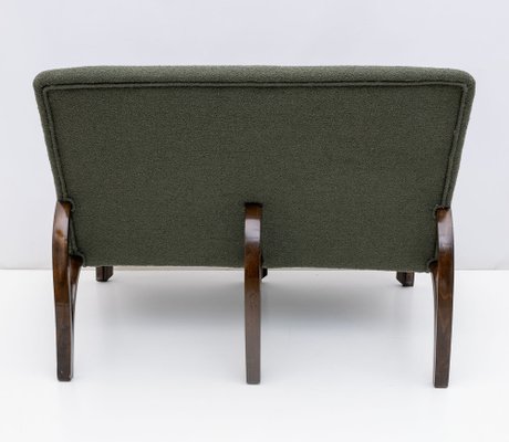 Art Deco Italian Green Boucle Armchairs and Small Sofa, 1930s, Set of 3-FER-1719526