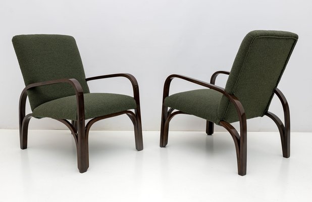 Art Deco Italian Green Boucle Armchairs and Small Sofa, 1930s, Set of 3-FER-1719526