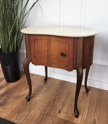 Art Deco Italian Kidney Shaped Nightstands with Marble Top, 1950s, Set of 2-EUP-1704210