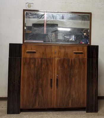 Art Deco Italian Marble Top Sideboard with Mirror-RAQ-1231493