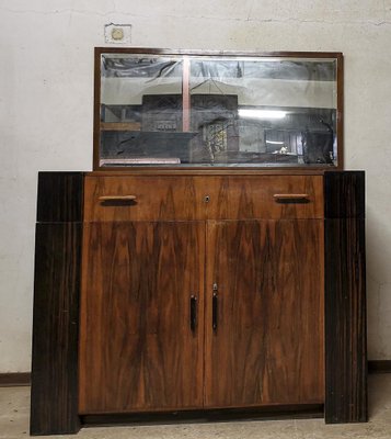 Art Deco Italian Marble Top Sideboard with Mirror-RAQ-1231493